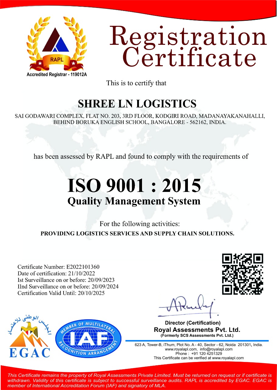 Shri LN Logistics (India) Pvt. Ltd-ISO APPROVED LOGISTICS COMPANY